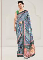 Tussar Silk Rama  Casual Wear Kalamkari Work Saree